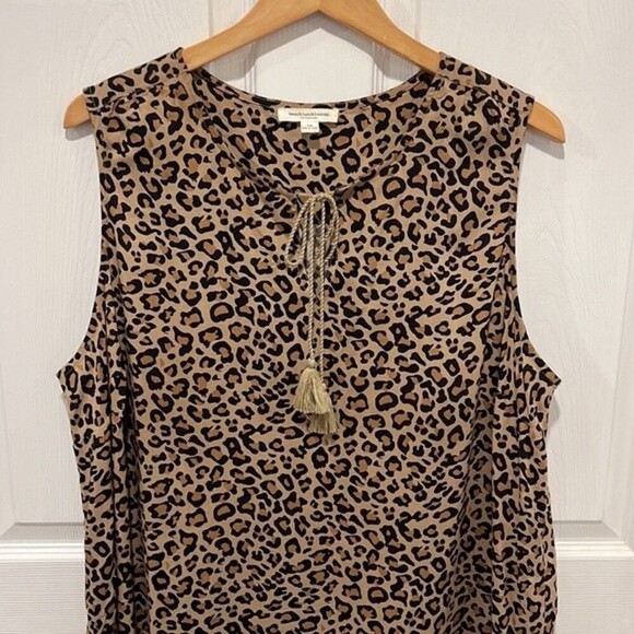 Beach lunch lounge leopard print sleeveless mini dress size 1X - Picture 4 of 8